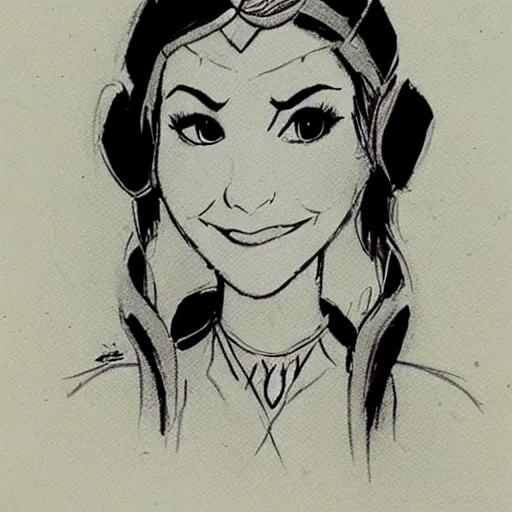 Image similar to milt kahl sketch of victoria justice as princess padme in star wars episode 3