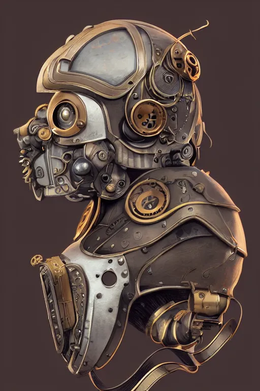 Prompt: steampunk mask minimalist fantasy art robot ninja helmet stylized digital illustration sharp focus, elegant intricate digital painting artstation concept art global illumination ray tracing advanced technology chaykin howard and campionpascale and cooke darwyn and davis jack