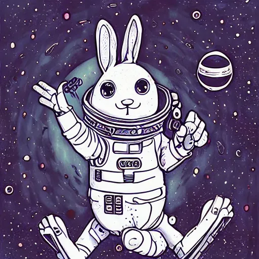 Image similar to A lost sci-fi rabbit, space rabbit, interstellar black hole, by James Jean And WLOPPRO