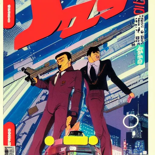 Prompt: 1979 OMNI Magazine Cover neo-tokyo special agent, subterfuge , Anime, Highly Detailed, Inspired by Heat + Golgo 13 + Lupin the 3rd , 8k :4 by Vincent Di Fate + Katsuhiro Otomo : 8