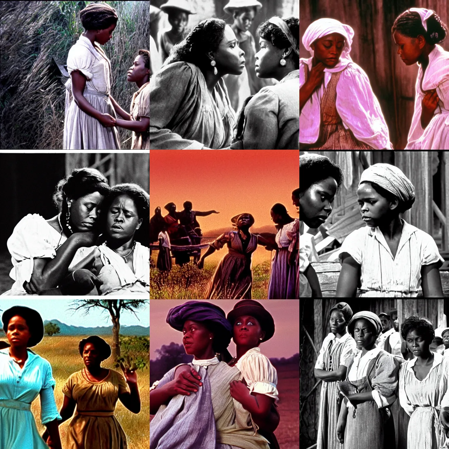 Prompt: a film still from the color purple ( 1 9 8 5 )