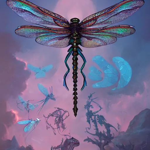 Prompt: intricate detailed mechanical victorian goth dragonfly by peter mohrbacher and dan mumford, cgsociety, volumetric light