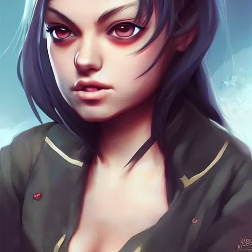 Image similar to mila kunis as an anime character, by charlie bowater, loish, artgerm, krenz cushart, wlop, trending on artstation