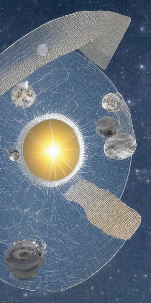 Prompt: Detailed Infographic by Moebius of a giant beautiful diatom hanging inside a space station, space station, space station