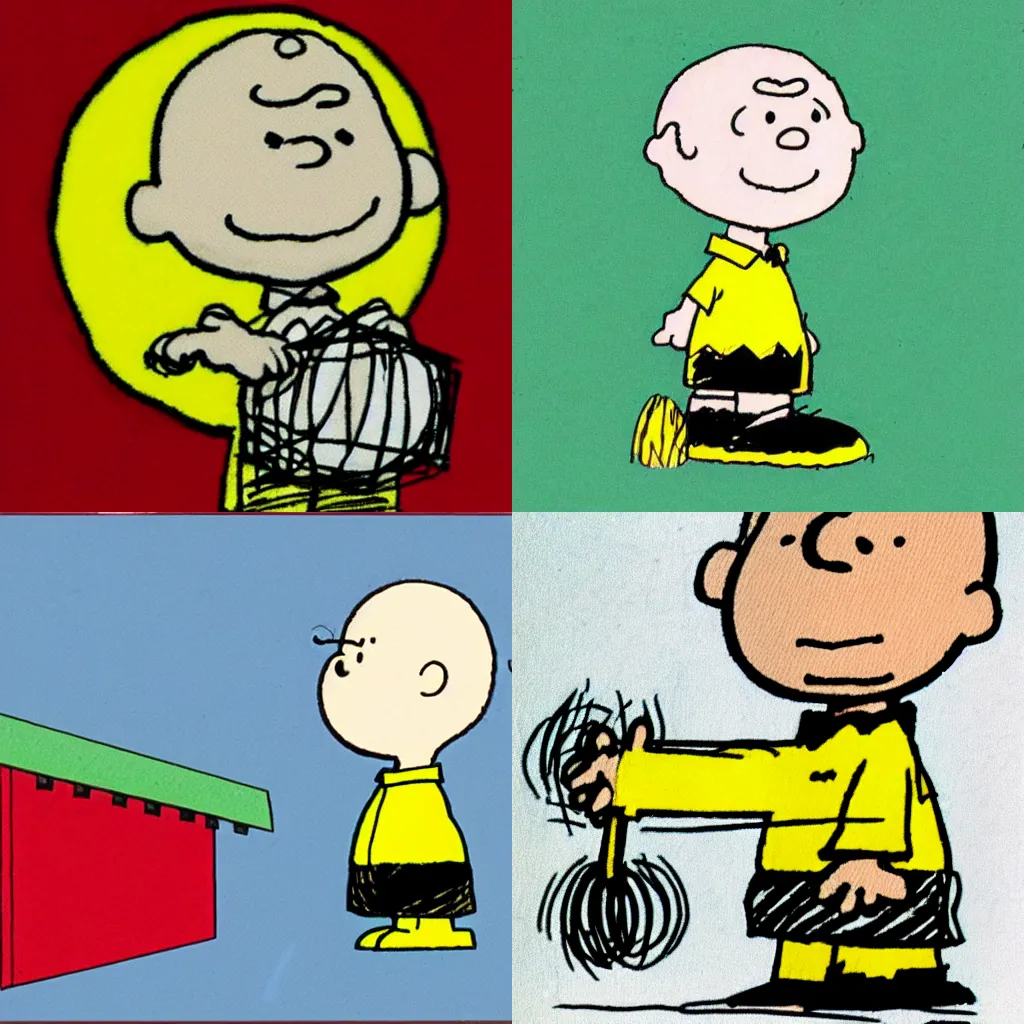 Prompt: simple drawing of charlie brown by charles schulz