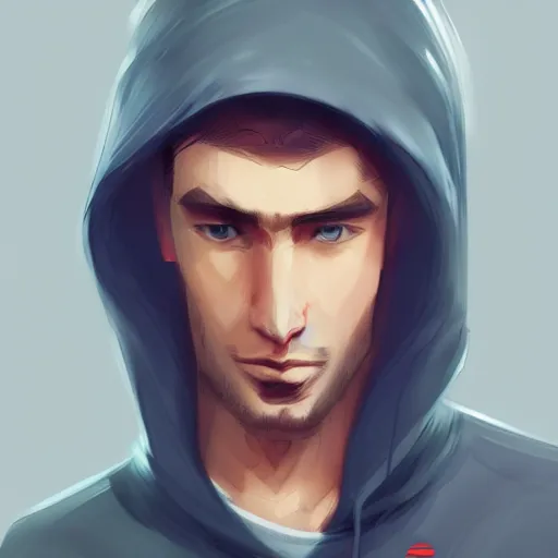 Image similar to concept art of a hacker in future wearing a hoodie, artstation