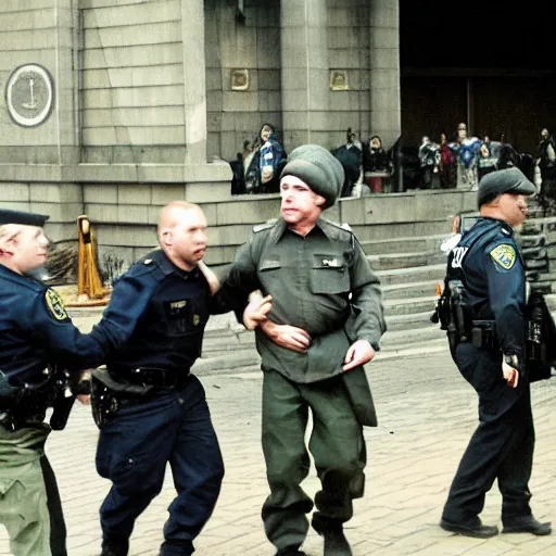 Image similar to a wizard, being arrested by spetsnaz