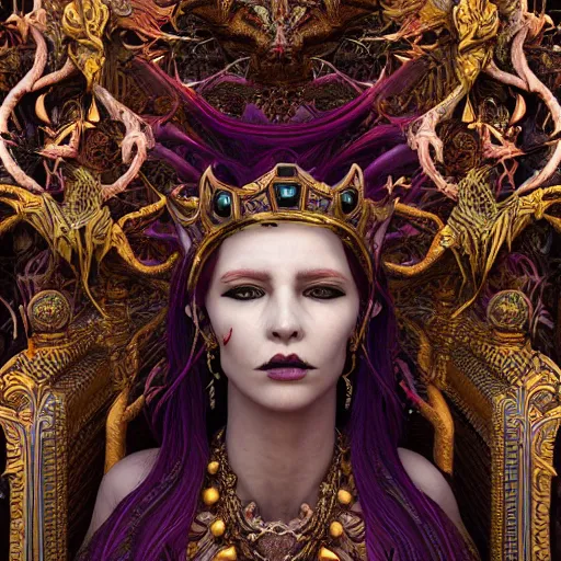 Image similar to queen of demons, ornate and intricate, hyper detailed, stunning, surreal, 4 k, octane render