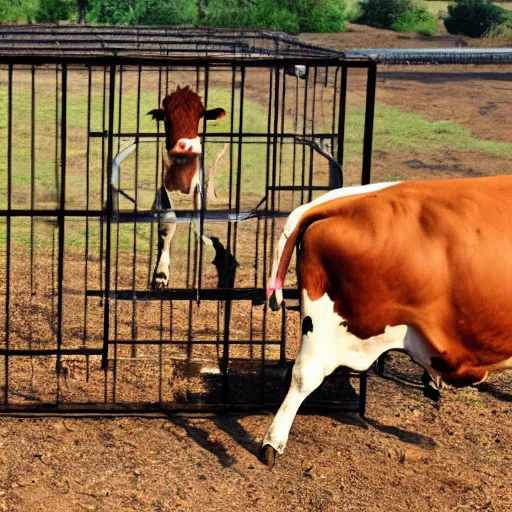 Image similar to cow escaping a cage