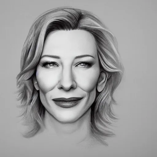 Image similar to portrait of cate blanchett drawn in the sand