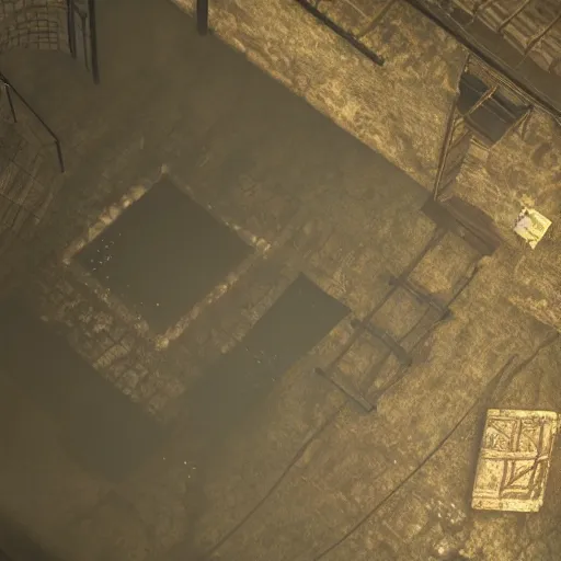 Prompt: playstation 5 screenshot of silent hill, overhead view, realistic, intricate detail