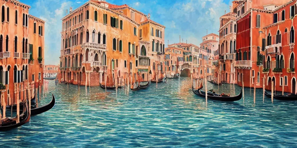 Prompt: ultra detailed and realistic painting of venice ( italy ) inspired by very beautiful cute and colored disney movie backgrounds, rendered in 8 k unreal engine