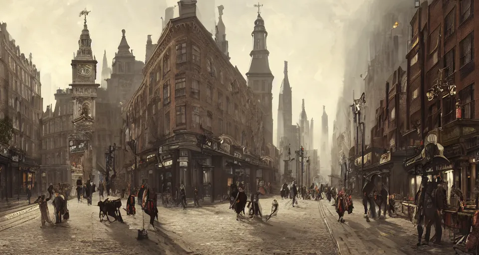 Image similar to victorian london, street scene, street level, whitechapel,hyperdetailed, artstation, cgsociety, 8k