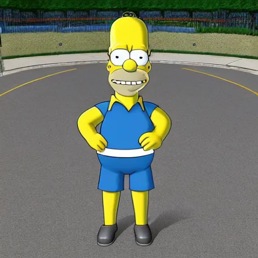 Image similar to 3 d cg rigged t pose homer simpson facing camera