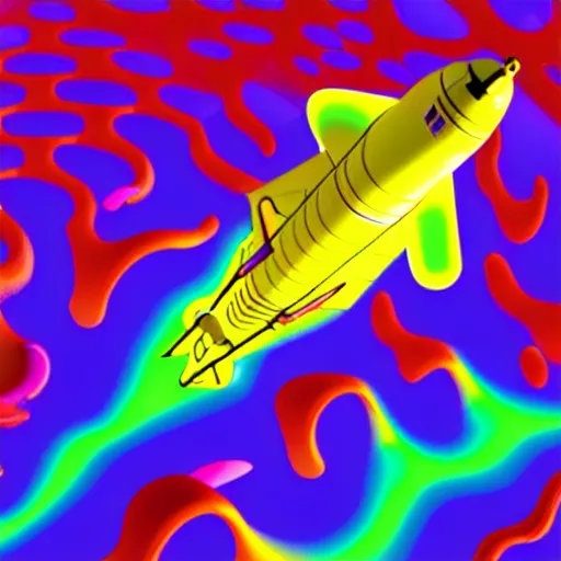 Image similar to a Fluid Simulation of a space shuttle, large eddies, Colourful, CFD , Multiphase flow, hexagonal mesh