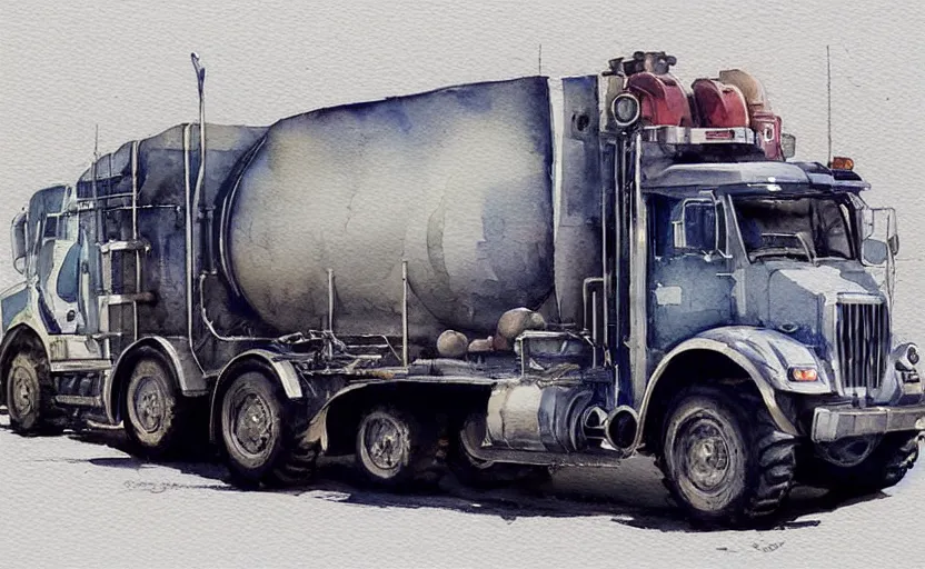 Image similar to concept art of a fuel truck, pinterest, artstation trending, behance, watercolor, by coby whitmore, silver, laser light,