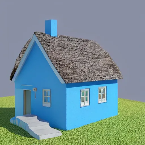 Prompt: cute chubby house, 3 d render, minimalistic, octane, 1 0 0 mm, depth of field, diorama, blue background