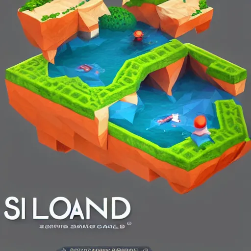 Image similar to a floating island isometric art, low poly art, game art, artstation, 3D render, cgsociety