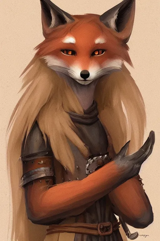 Image similar to an anthropomorphic medieval fox with a fluffy tail, backlighting, trending on artstation, digital art, furry art, trending on furaffinity, fantasy art, by kawacy