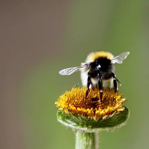 Image similar to a tiny bumblebee wearing a cool hat