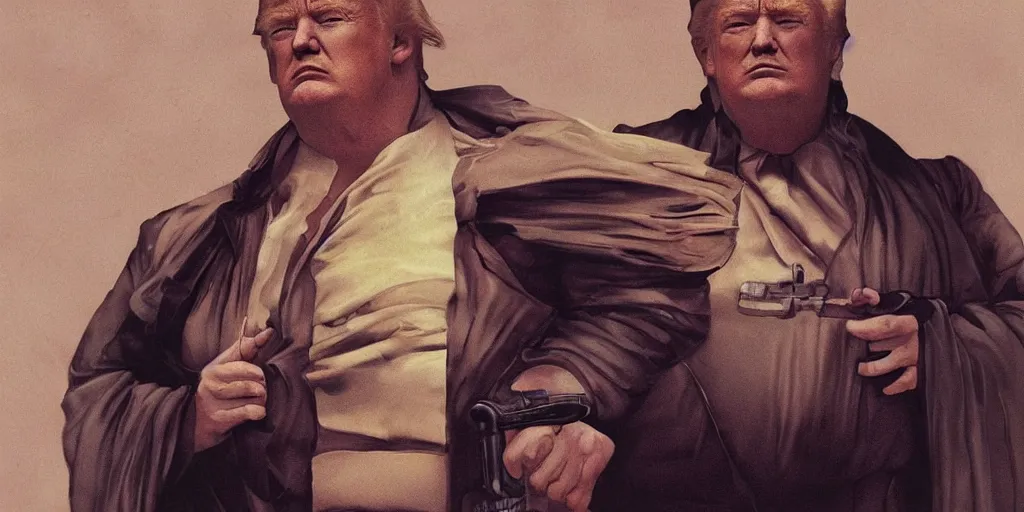 Prompt: annie leibovitz portrait of donald trump dressed as baron vladimir harkonnen from the movie dune ( 1 9 8 4 ), atmospheric, cinematic, artstation