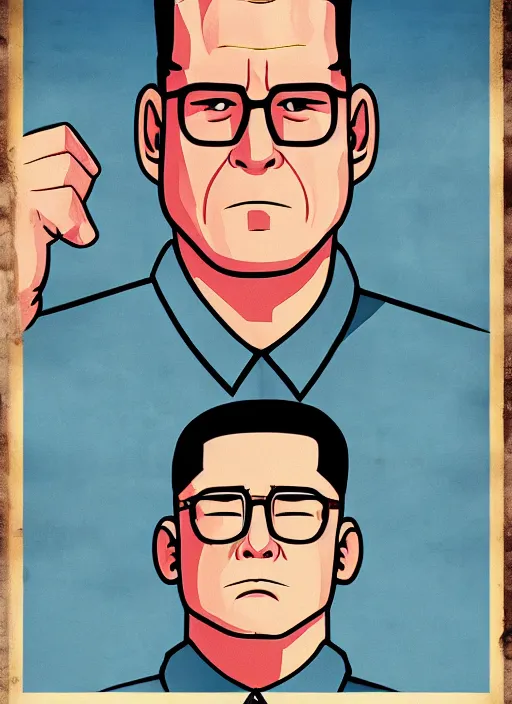 Image similar to propaganda poster hank hill as dictator of north korea, 8 k, trending on artstation