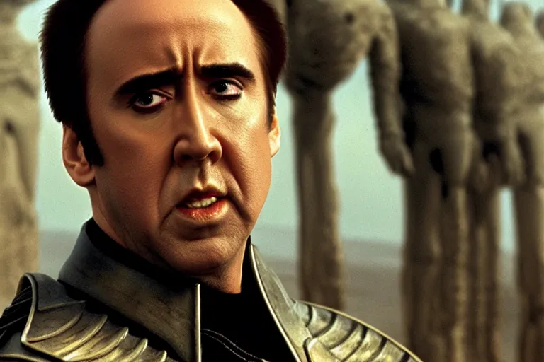 Image similar to Nicolas cage in dune high resolution still