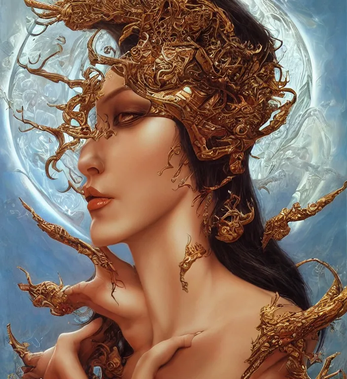 Image similar to a goddess, smooth, coherent, high detailed, by Karol Bak, unreal engine