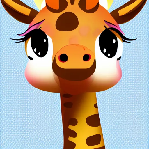 Image similar to cute anthro anime giraffe, digital art