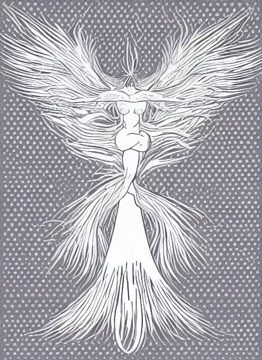 Prompt: white phoenix on salt mountain simple background simplified design geometric graphic modern sharp design Jean-Auguste-Dominique Henri de Toulouse-Lautrec style