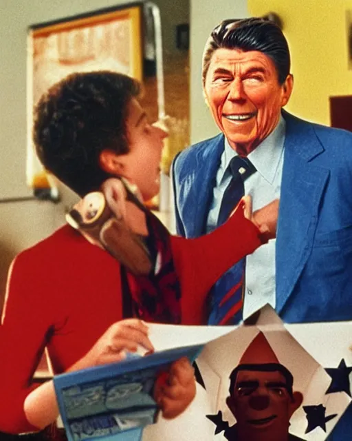 Image similar to a pixar movie about the 1 9 8 0 s aids pandemic with ronald reagan as the villain