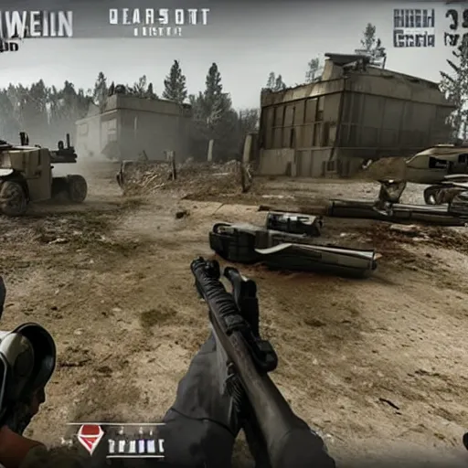 Image similar to first - person shooter game about ww 3