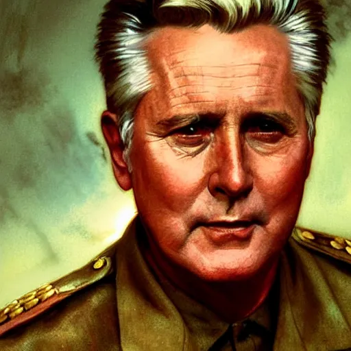 Image similar to a portrait of martin sheen portraying captain willard in apocalypse now cinematic lighting, photorealistic, octane render, 8 k, depth of field, 3 d, art by artgerm and greg rutkowski and alphonse mucha and uang guangjian and gil elvgren and sachin ten