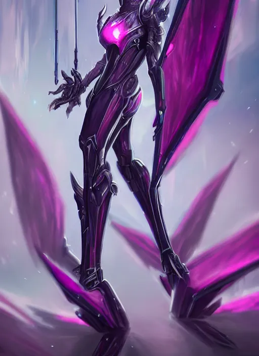 Image similar to cinematic close body, cosmic sized beautiful stunning giant robot mechan hot female dragon goddess, sharp sleek cyborg dragon head, sharp metal ears, smooth purple eyes, smooth fuschia skin, smooth silver armor, nebula, epic proportions, epic scale, macro furry, furry art, dragon art, goddess art, giantess art, warframe, warframe fanart, furaffinity, octane