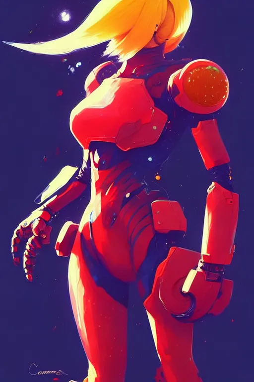 Image similar to a ultradetailed painting of samus aran by conrad roset, greg rutkowski and makoto shinkai trending on artstation