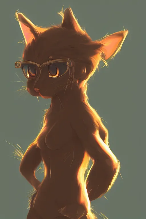 Image similar to a cat fursona, trending on artstation, by kawacy, furry art, digital art, cyberpunk, high quality, backlighting