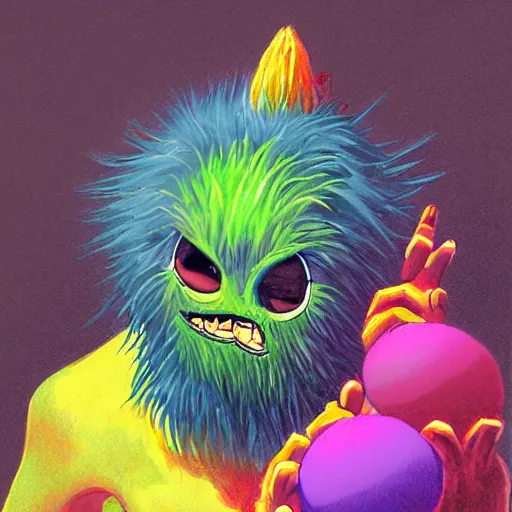 Image similar to a tennis ball monsters , digital art, fantasy, magic, trending on artstation, ultra detailed, professional illustration by Basil Gogos