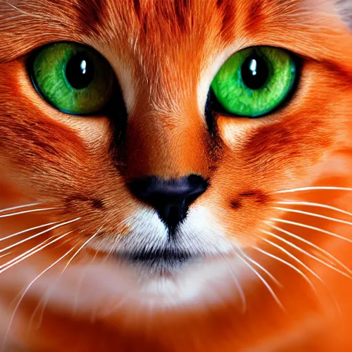 Image similar to orange cat, colored like the cheshire cat, photo
