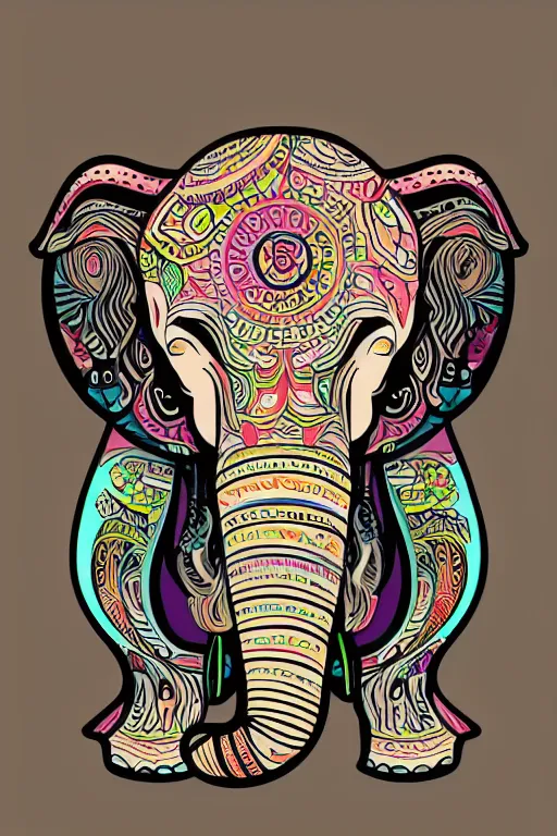 Image similar to A portrait of a baby elephant, sticker, colorful, illustration, smooth and clean vector curves, no jagged lines, vector art, smooth