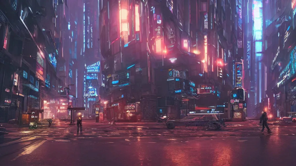 Image similar to cyberpunk london streets in 2 0 7 7, rendered in octane, rendered in corona, unreal engine 5, vray, the fifth element style by yuumei, bayard wu, wlop, tim white, ross tran, 4 k