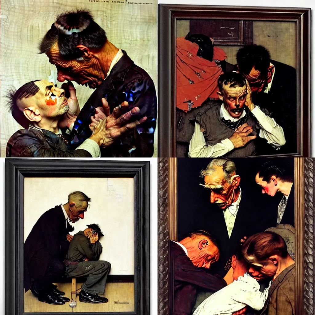 Prompt: a man mourning the loss of his child by norman rockwell and alfred stevens