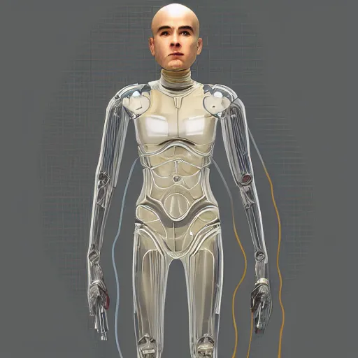 Prompt: transparent android from the movie ex machina, by fra angelico