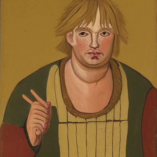 Image similar to a painting of boris johnson as a common peasant in 1 2 th century england, british museum, oil on canvas