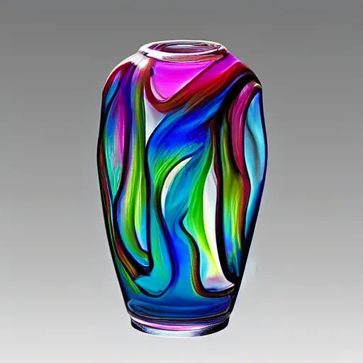 Prompt: portrait of a hybrid murano glass vase that's mostly a playful dachshund puppy, digital art