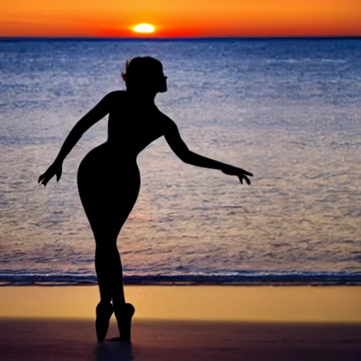 Prompt: silhouette of a dancer on the beach, sunset, photorealistic hd