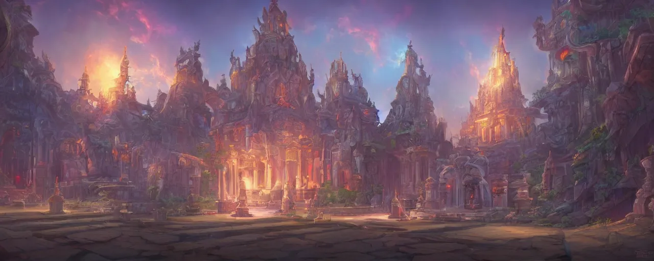 Image similar to A beautiful temple in the end of time ,by Tyler Edlin, Trending on artstation,