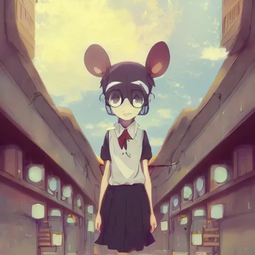 Prompt: a teacher mouse, illustration concept art anime key visual trending pixiv fanbox by wlop and greg rutkowski and makoto shinkai and studio ghibli and kyoto animation symmetrical facial features