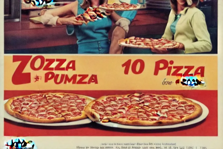 Image similar to 70s, pizza, advertisement