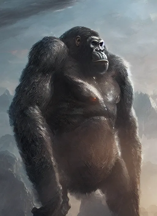 Image similar to cyborg king kong, greg rutkowski, 8 k, shallow depth of field, intricate detail, concept art,