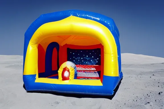 Image similar to a bouncy house on the moon